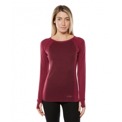 gladstone-camping-centre-stocks-xtm-ladies-long-sleeve-top-merino-230-gsm-burgundy
